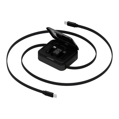 Energea Кабель Bazic GoCharge Loop Cable Kit 5-in-1 Micro/USB-A/C/Lightning Retractable Black 1.0m