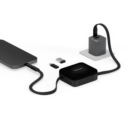 Energea Кабель Bazic GoCharge Loop Cable Kit 5-in-1 Micro/USB-A/C/Lightning Retractable Black 1.0m