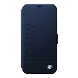Кожаный чехол BMW Signature Logo imprint Booktype для iPhone 12 | 12 Pro, синий