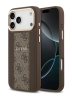 Guess для iPhone 17 Pro чехол PU 4G Stripe Classic metal logo Gold camera Hard Brown (MagSafe)