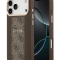 Guess для iPhone 17 Pro чехол PU 4G Stripe Classic metal logo Gold camera Hard Brown (MagSafe)