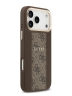 Guess для iPhone 17 Pro чехол PU 4G Stripe Classic metal logo Gold camera Hard Brown (MagSafe)
