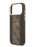 Guess для iPhone 17 Pro чехол PU 4G Stripe Classic metal logo Gold camera Hard Brown (MagSafe)