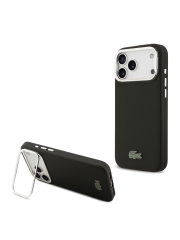 Lacoste для iPhone 17 Pro Max чехол PVC Metal Lacquer logo with Camera Stand Hard Black (MagSafe)
