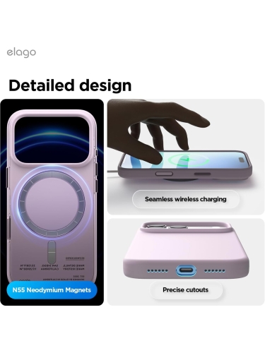 Elago для iPhone 17 Pro чехол Magnetic Silicone Soft Purple (MagSafe)