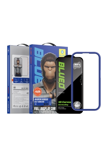 BlueO стекло защитное для iPhone 17 Pro/17/16 Pro, 3D Curved Hot Bending Self-Adhensive Black (+installer)